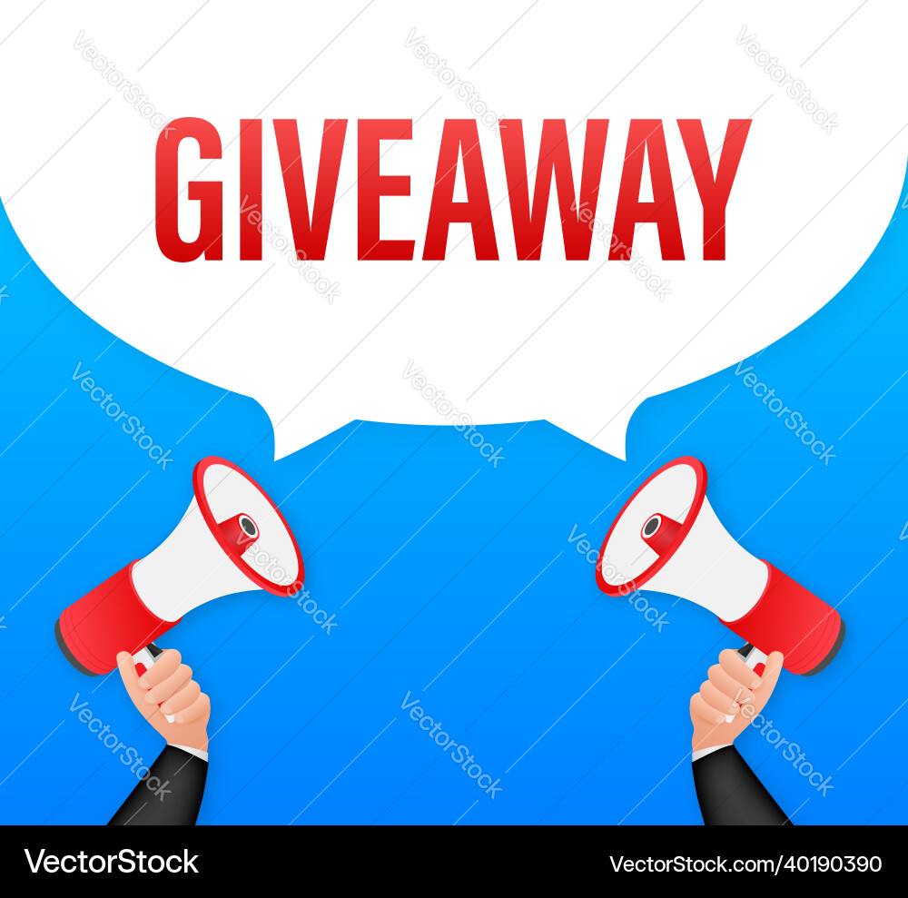 Moderne Flat Style Vorlage mit Giveaway Megaphon Moderne Flat Style Vorlage mit Giveaway Megaphon vektorbild