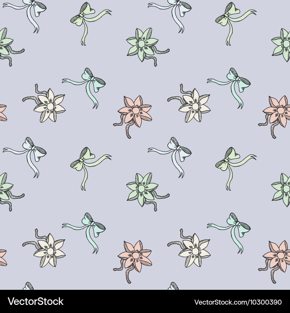 Seamless pattern background with handdrawn bows Vector Image