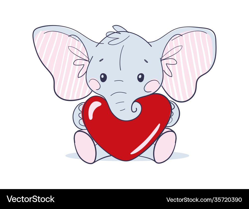 Süßes sitzendes Baby Elefant mit großen Ohren halten Süßes sitzendes Baby Elefant mit großen Ohren halten vektorbild