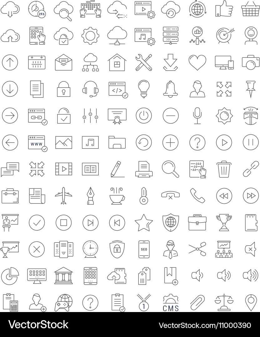 Set flat line icons seo and web design vector image