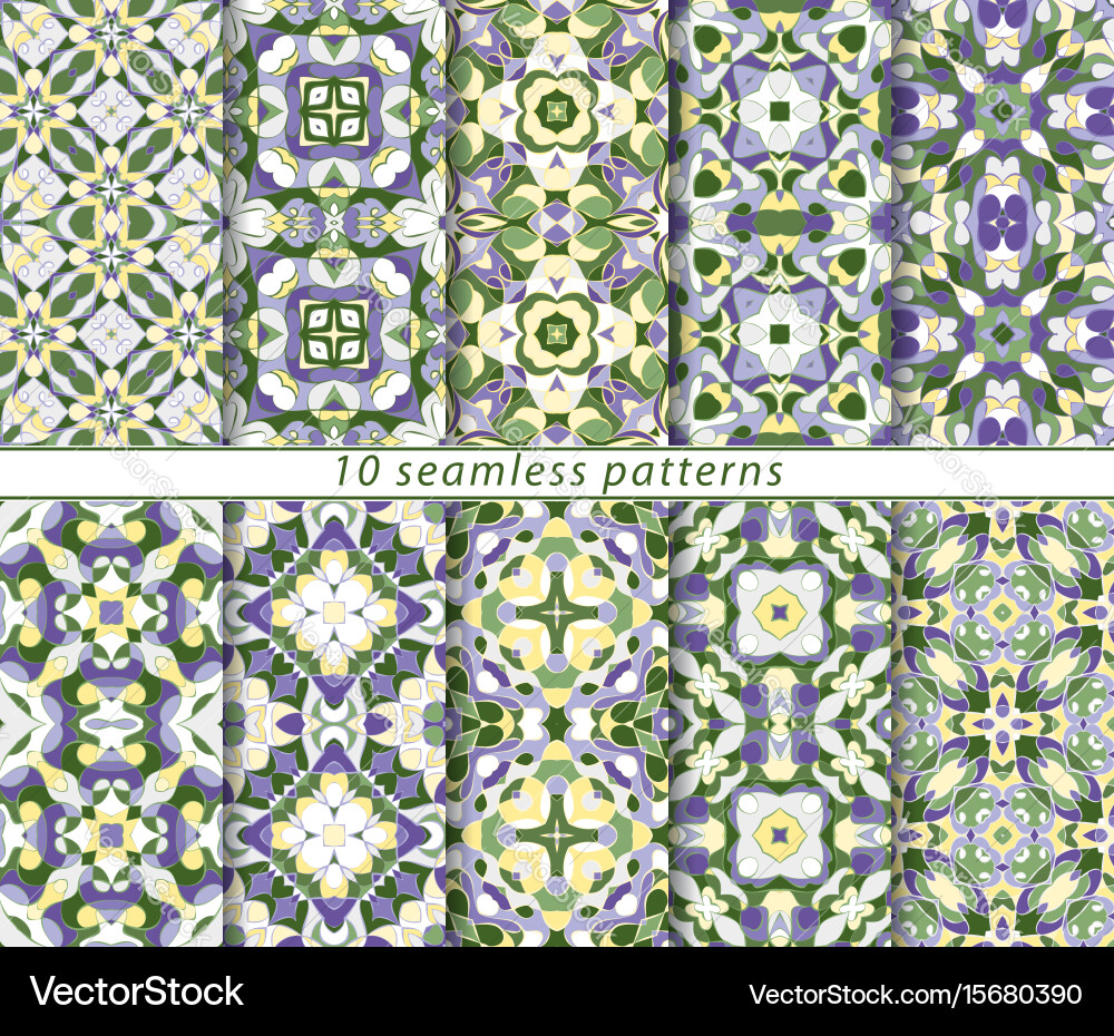 Set of ten seamless abstract patterns vector image