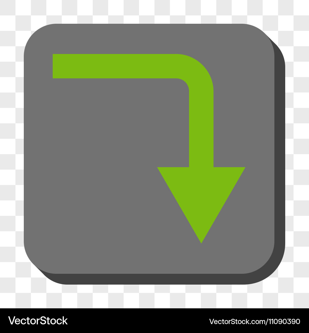 Turn down rounded square button vector image