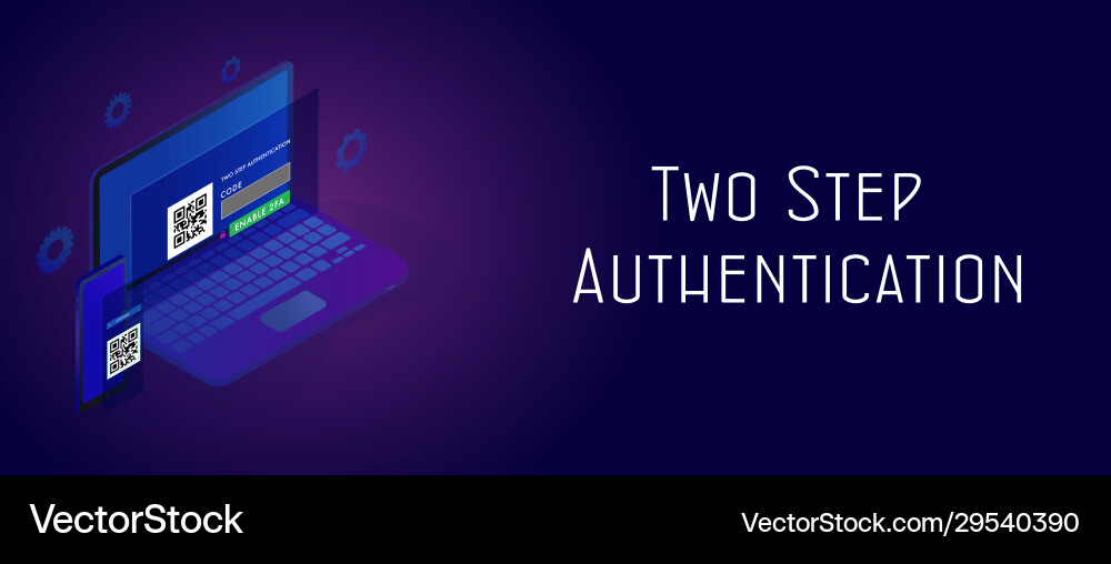 Two step authentication secure concept vector image