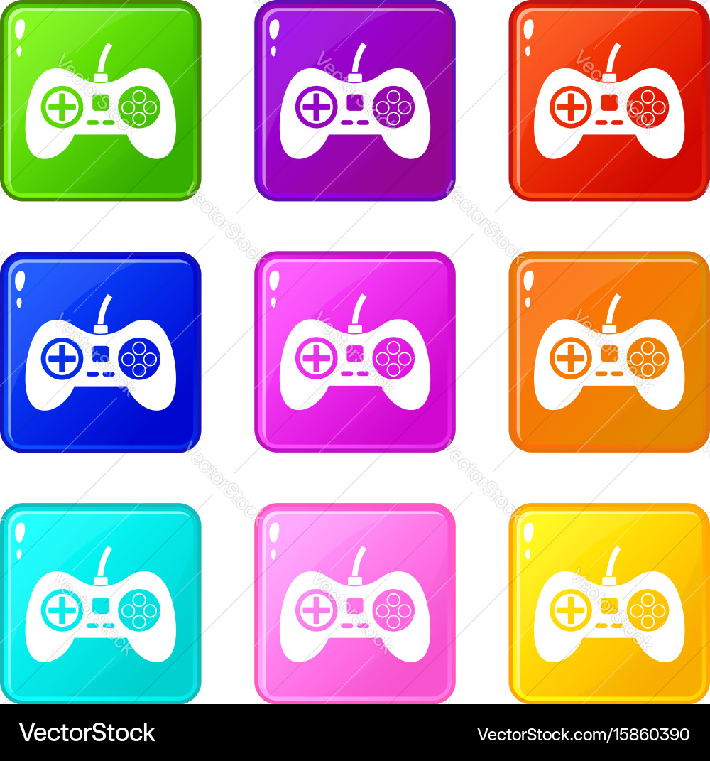Video game console controller icons 9 set vector image