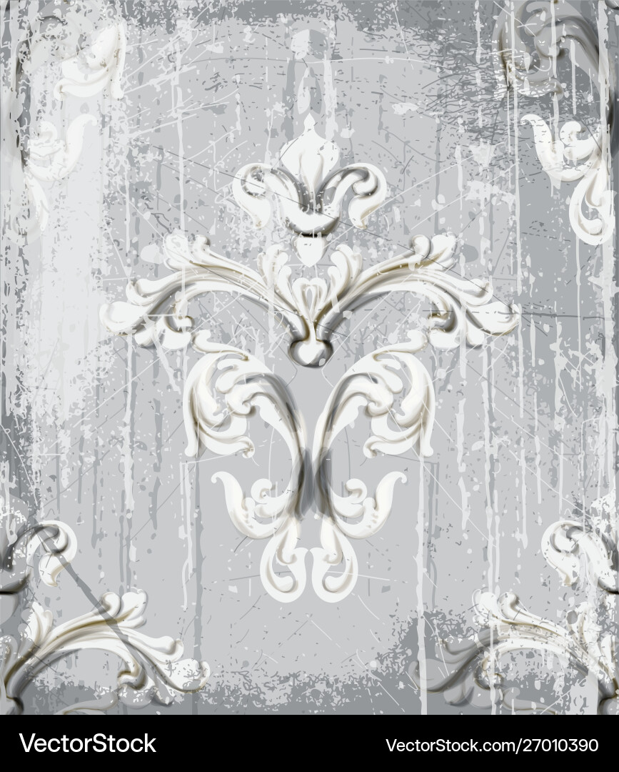 Vintage silver ornament pattern baroque rococo Vintage silver ornament pattern baroque rococo vector image