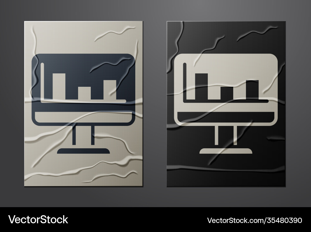 White computer monitor with graph chart icon White computer monitor with graph chart icon vector image