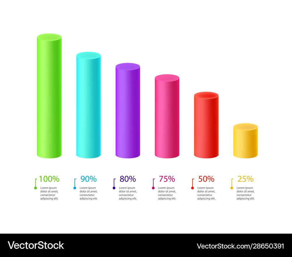 3D Bar Chart - Statistical Data vector image