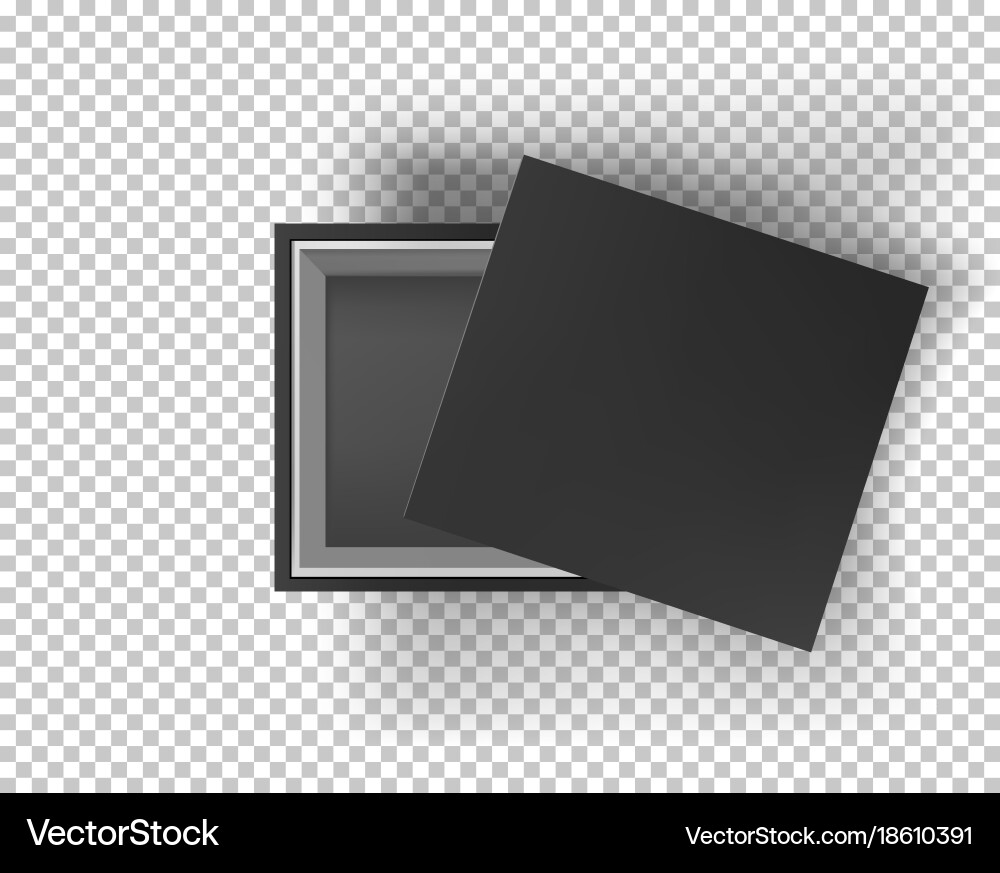Black empty box mock up on transparent background vector image