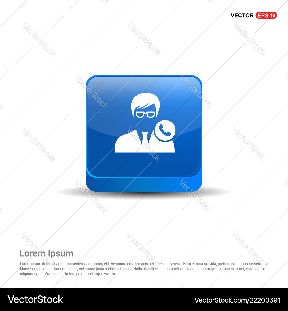 Call user icon - 3d blue button Call user icon - 3d blue button vector image