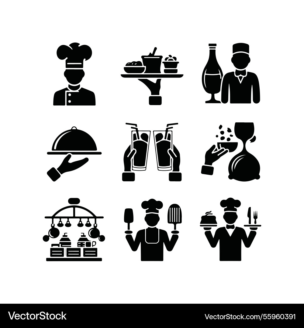 Chef head icon on black button with white rollover