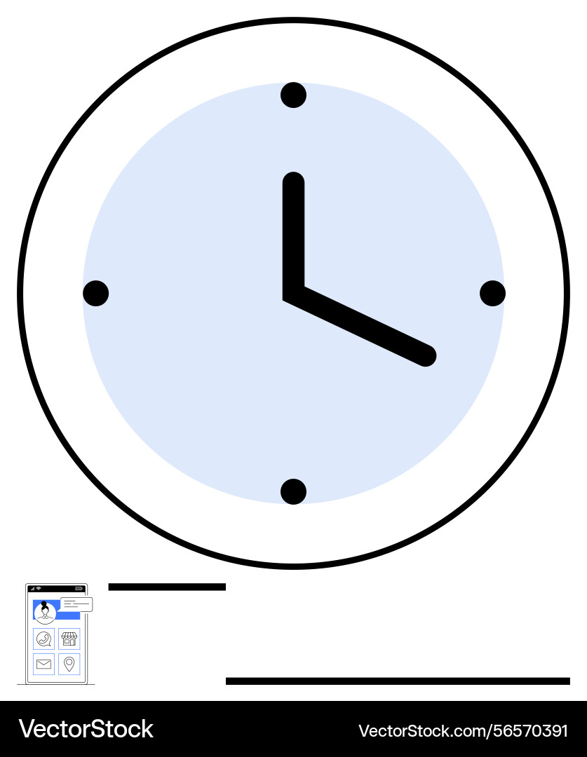 Clock with minimal design and smartphone login Clock with minimal design and smartphone login vector image