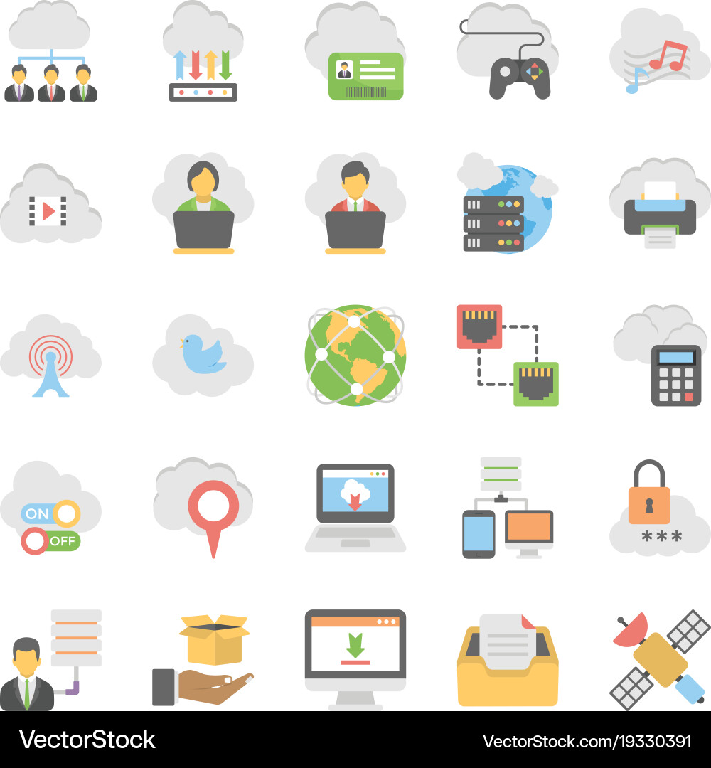 Cloud computing icons set 3 vector image
