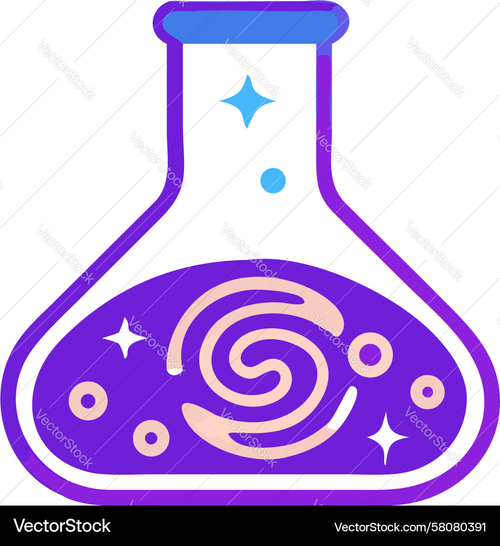 Cosmic Lab Flask with Galaxy Swirl Vector Image