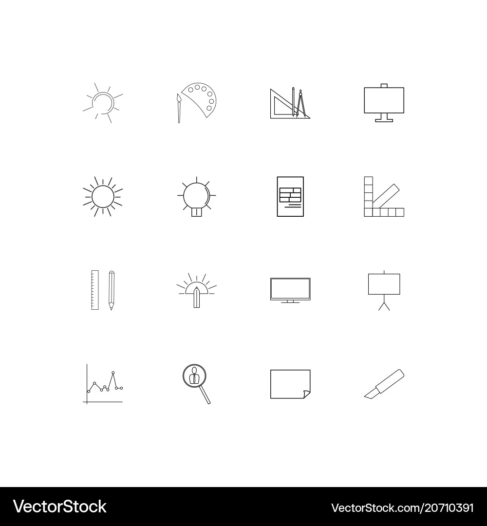 Creative process and design simple linear icons vector image
