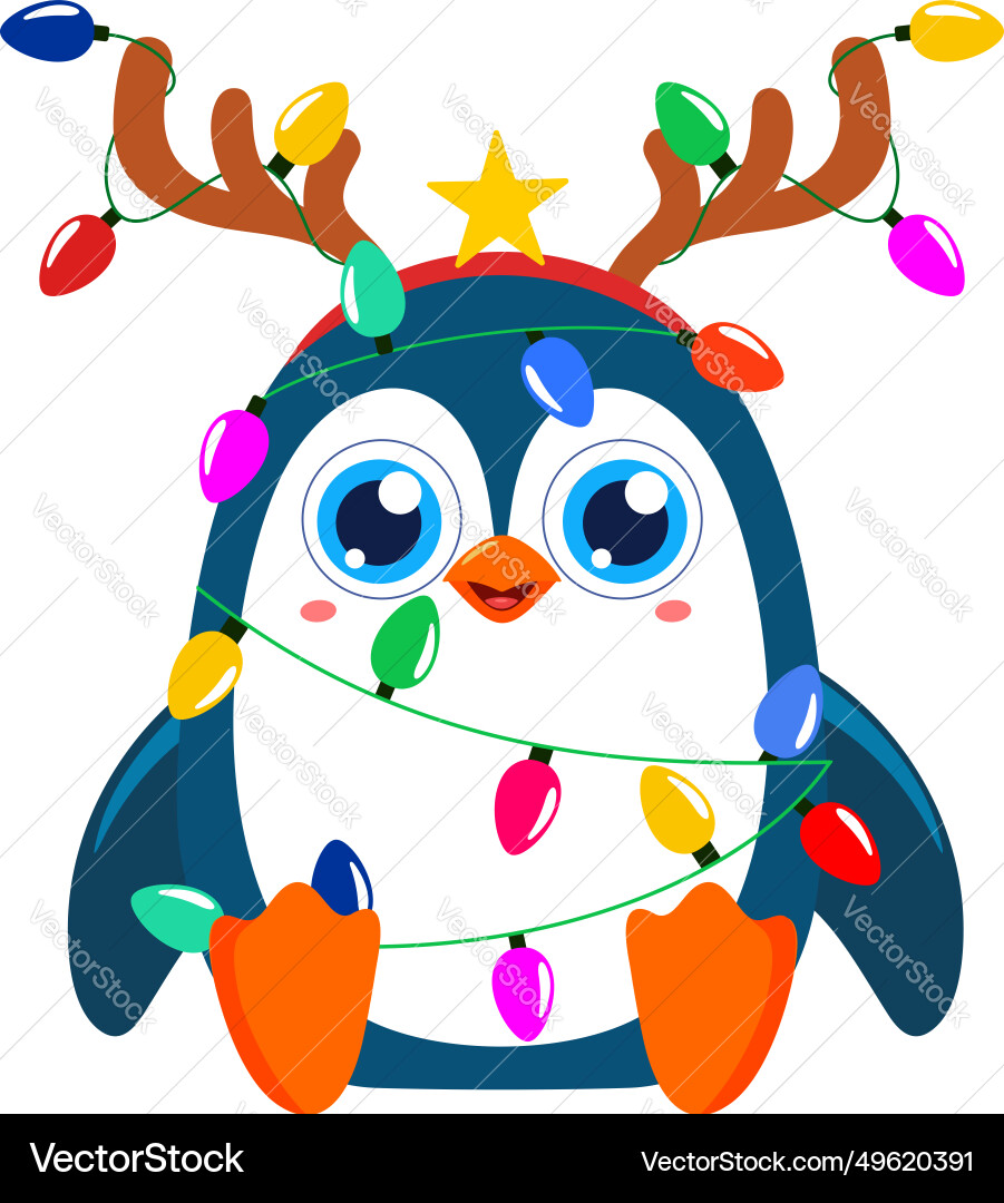 Cute christmas penguin cartoon character Cute christmas penguin cartoon character vector image