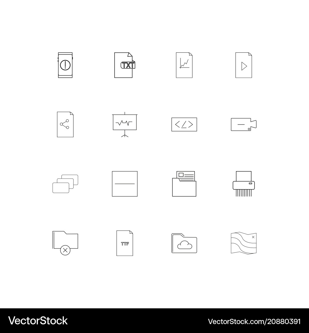 Files and folders sign linear thin icons set Vector Image