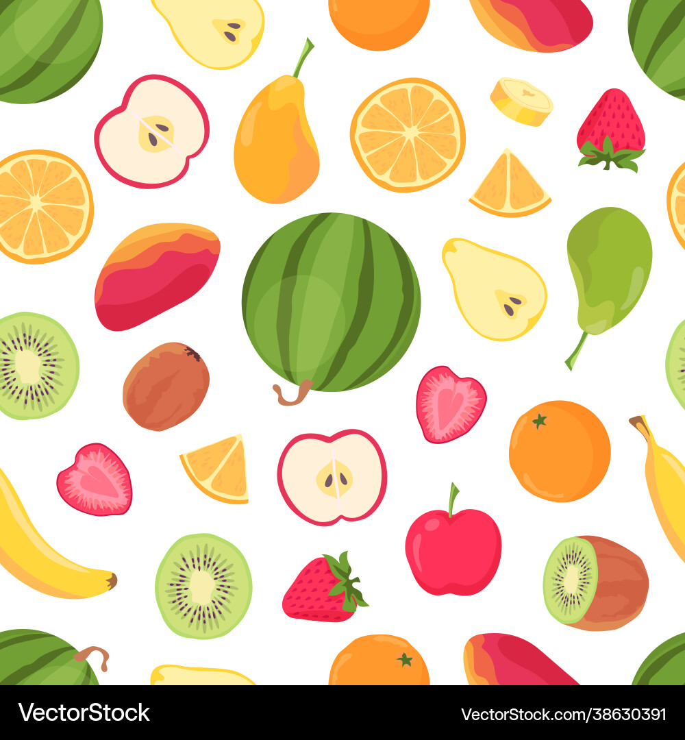 Fruits seamless pattern tropical citrus fruit vector image