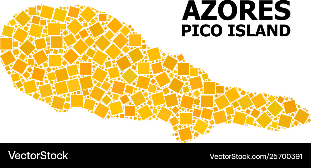 Golden rotated square mosaic map pico island vector image
