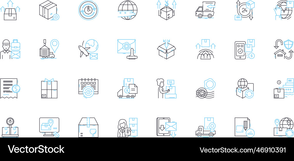 Mailbox linear icons set postbox envelope mail Mailbox linear icons set postbox envelope mail Vector Image