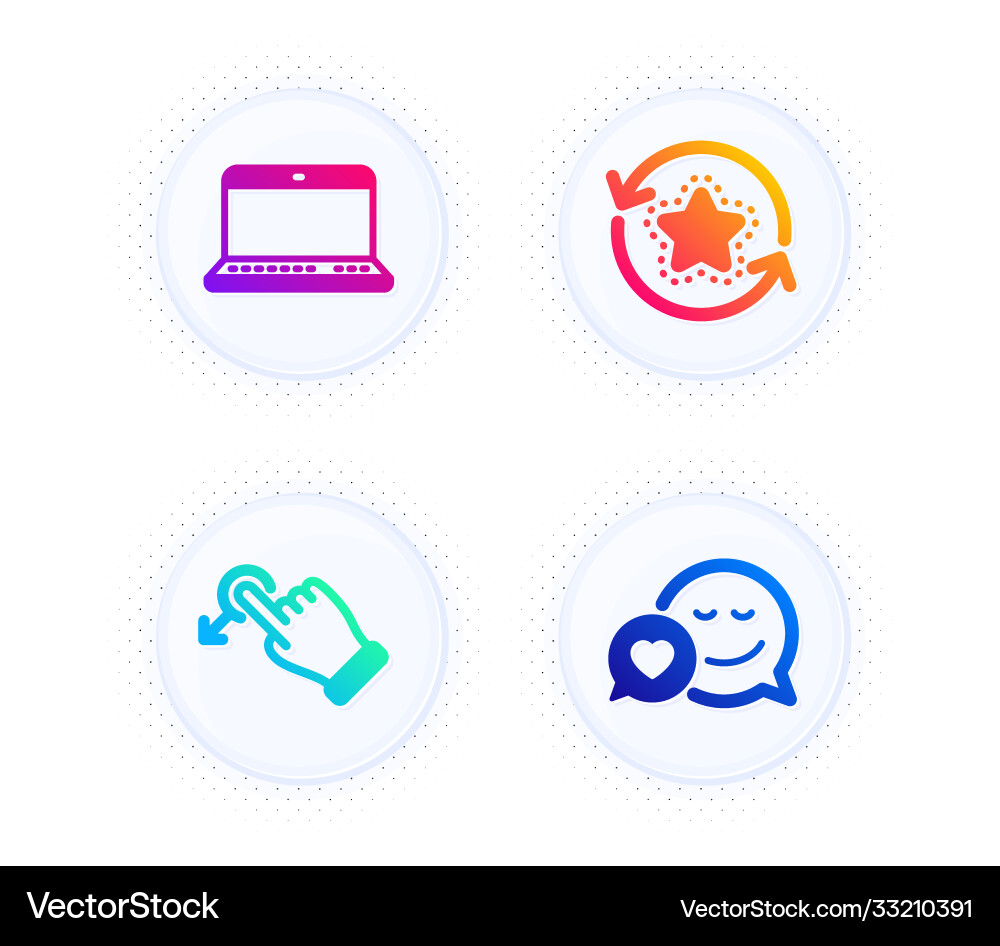 Notebook drag drop and loyalty points icons set Vector Image
