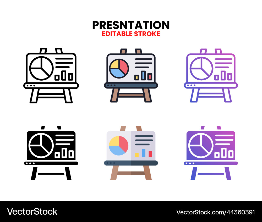 Presentation board icon set with different styles Presentation board icon set with different styles vector image