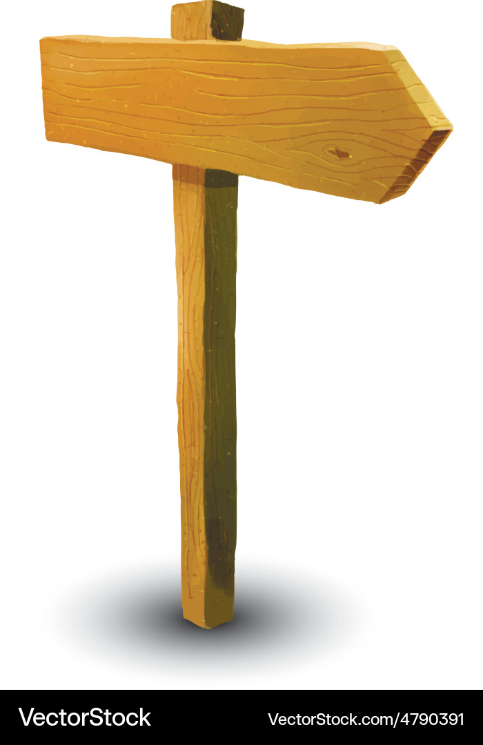 Realistic wooden pointer direction with shadow vector image