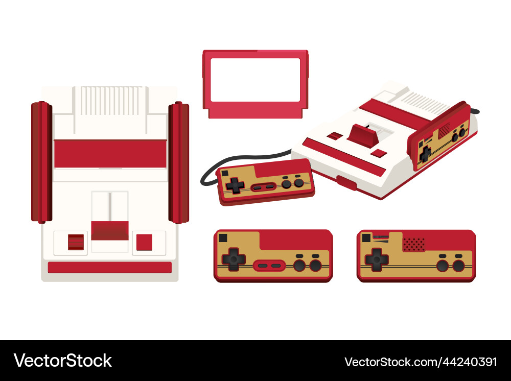 Retro console game element play flat 80s Vector Image
