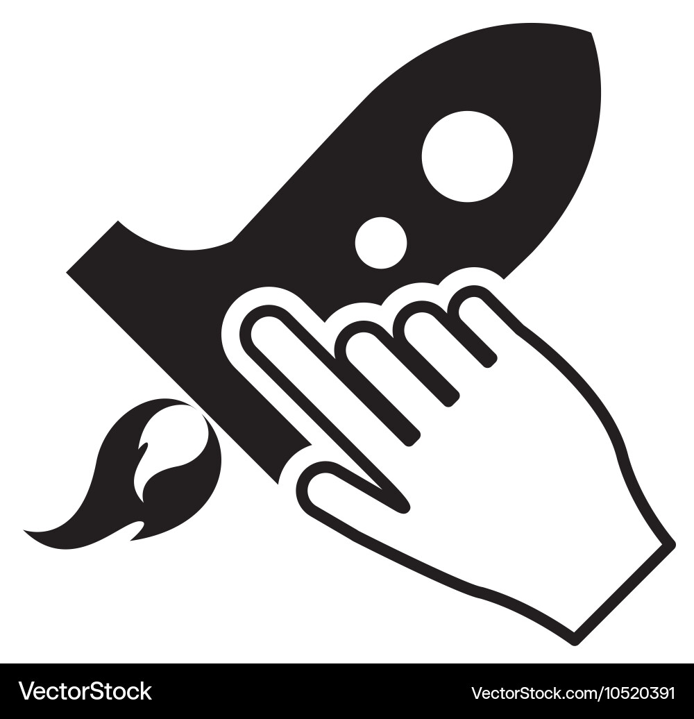 Rocket and hand pointer icon vector image