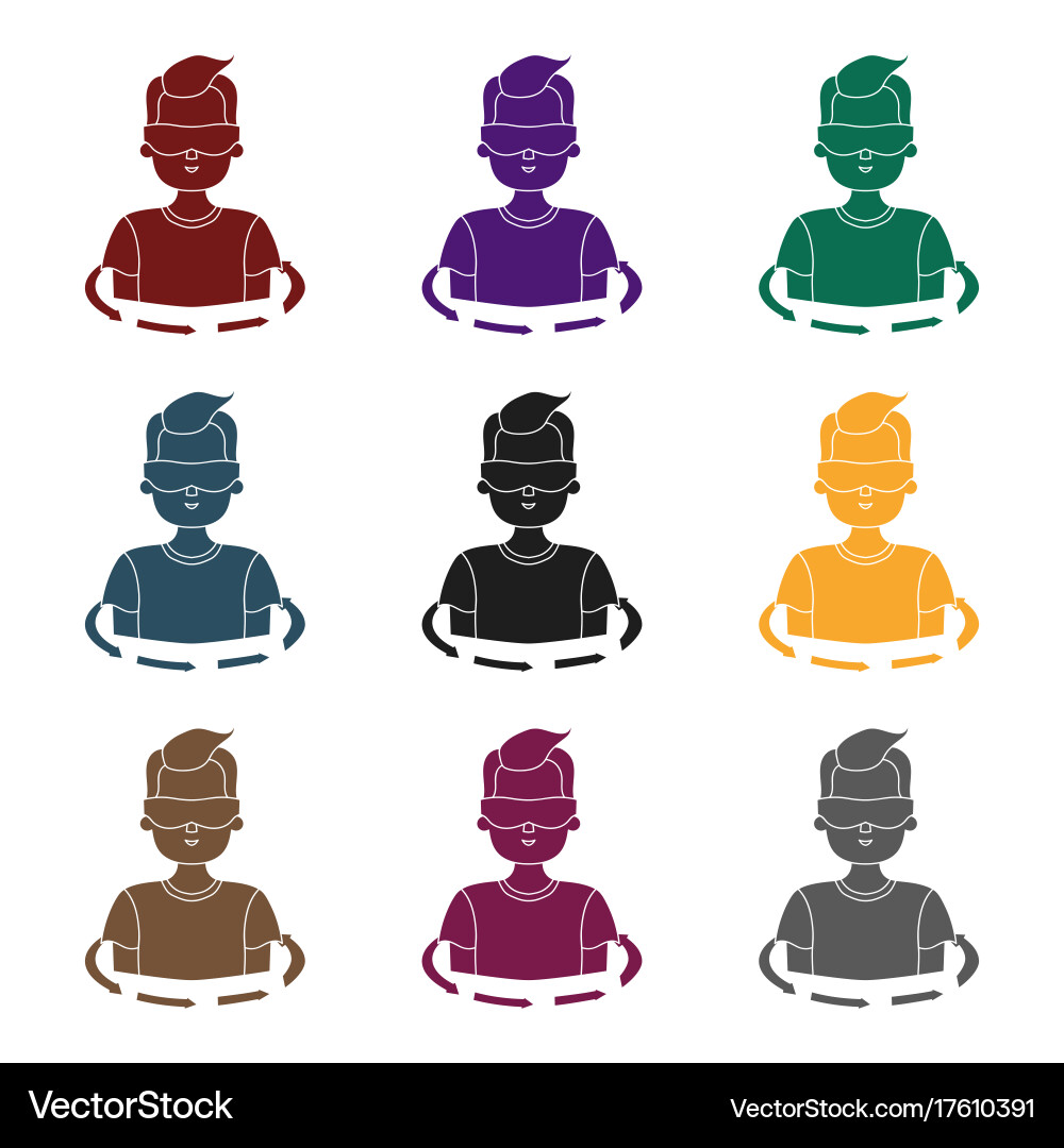 Rotation of player in the virtual reality icon Vector Image