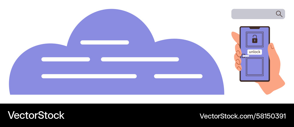 Secure Cloud Access via Smartphone Vector Image