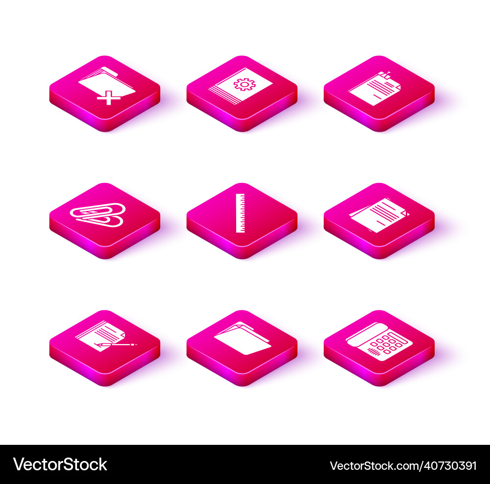 Set blank notebook and pen document folder paper Set blank notebook and pen document folder paper vector image