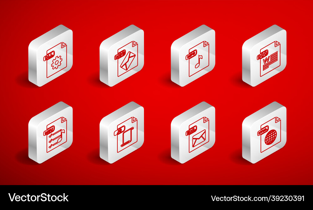 Set line html file document msg mp3 doc eml Set line html file document msg mp3 doc eml vector image