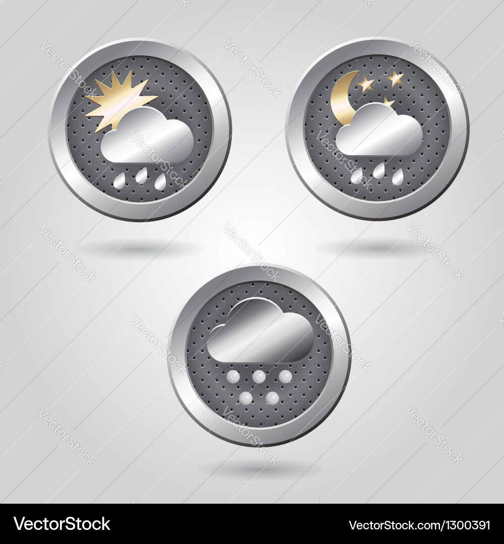 Set of stylish weather icon buttons for web vector image