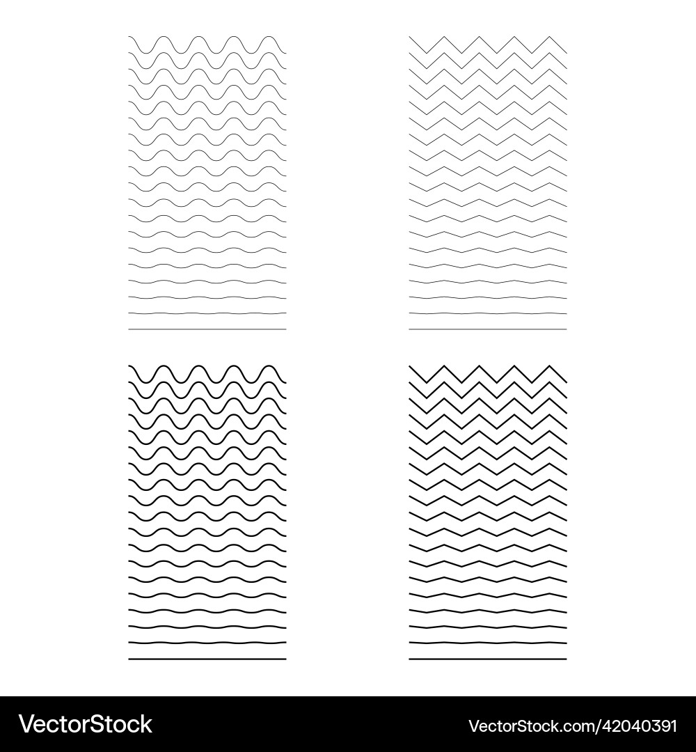 Set of wavy curvy zigzag horizontal lines simple Set of wavy curvy zigzag horizontal lines simple vector image