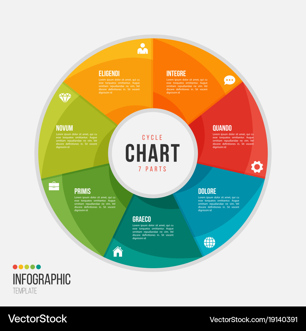 Seven Part Cycle Chart Template vector image