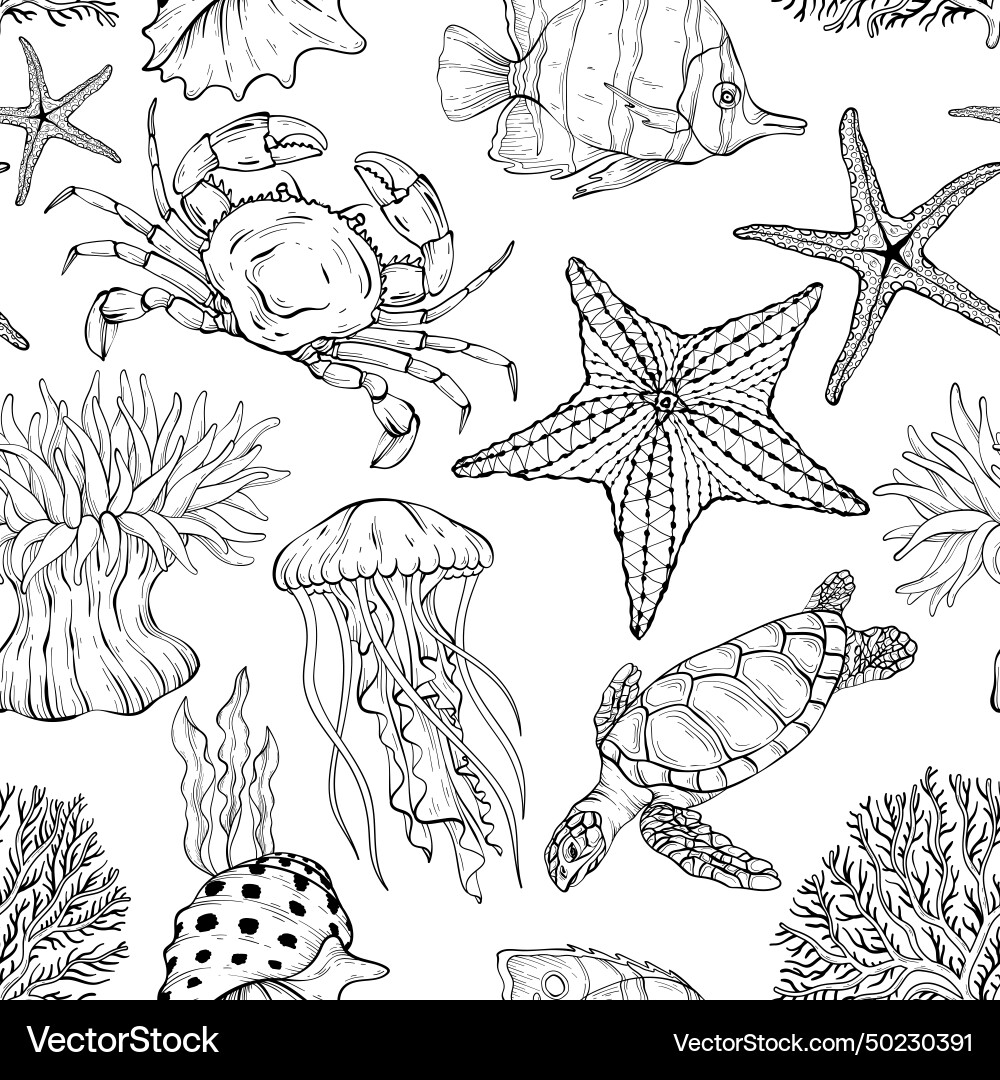 Underwater Shell Pattern Vector Image