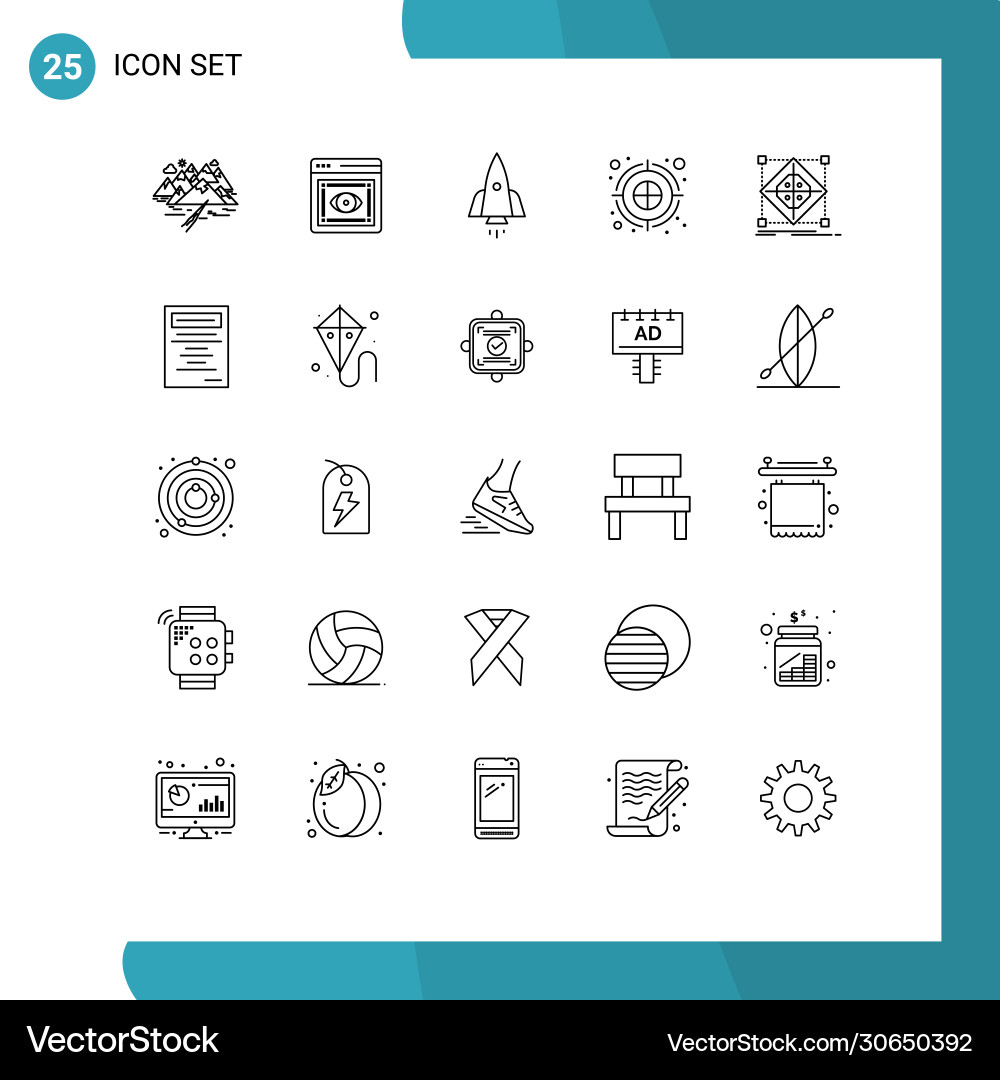 25 universal lines set for web and mobile vector image