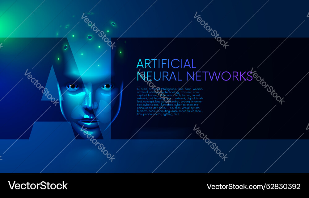 Ai or artificial intelligence in image face Ai or artificial intelligence in image face vector image