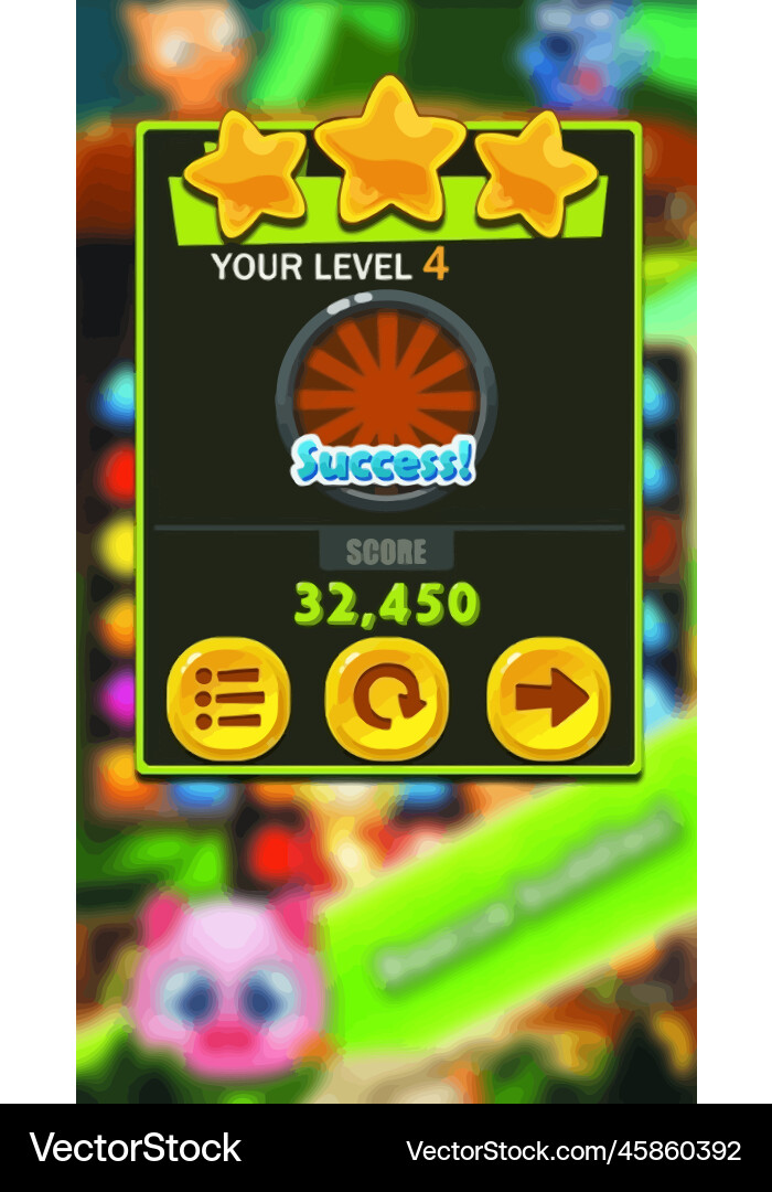 Complete set of level button game ui pop-up icon Vector Image