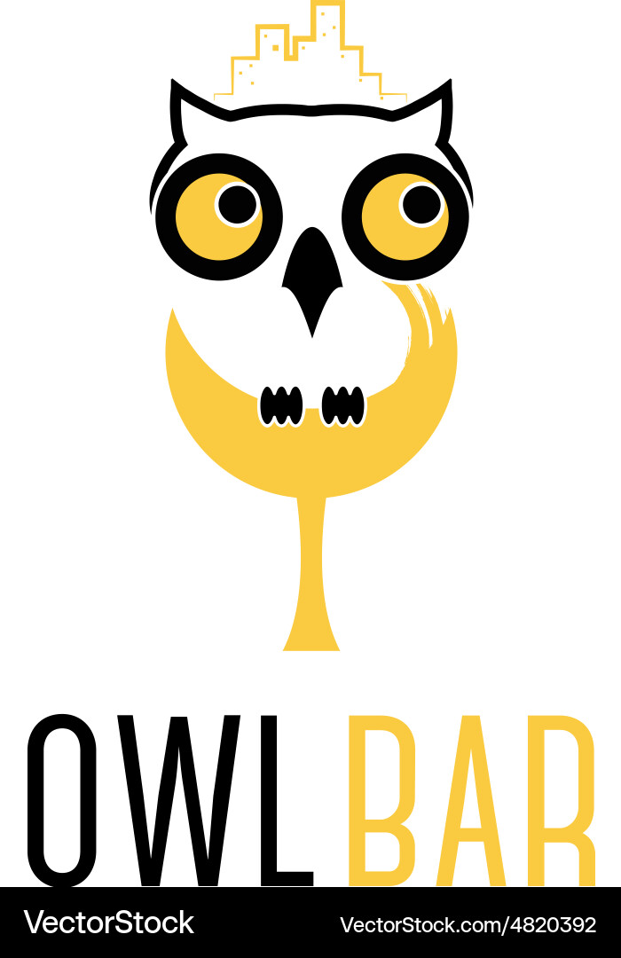 Concept of abstract owl with wine glass Vector Image