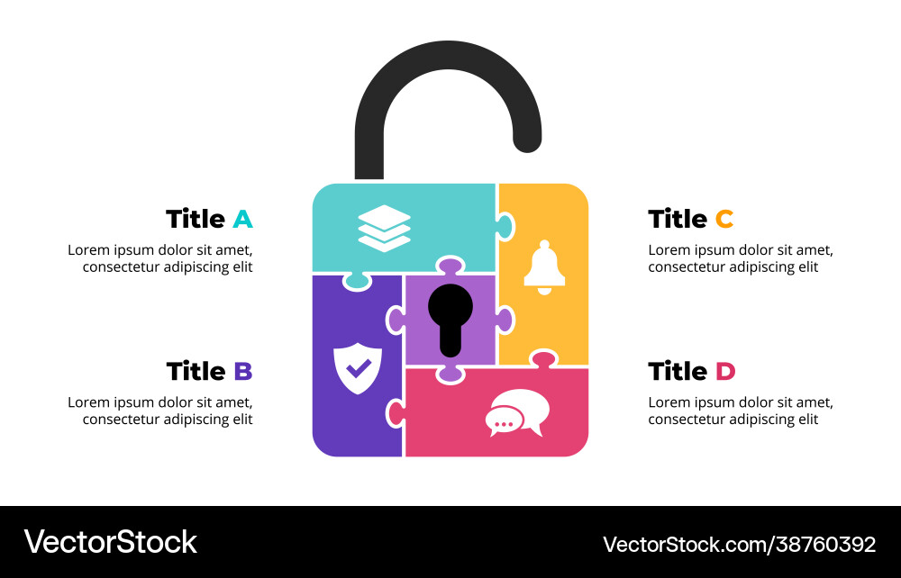 Creative protection puzzle infographic Creative protection puzzle infographic vector image