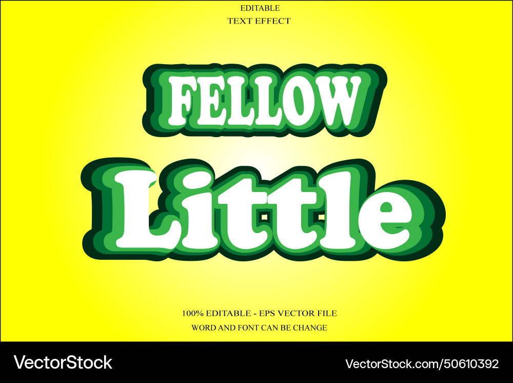 Fellow little editable text effect emboss style Vector Image