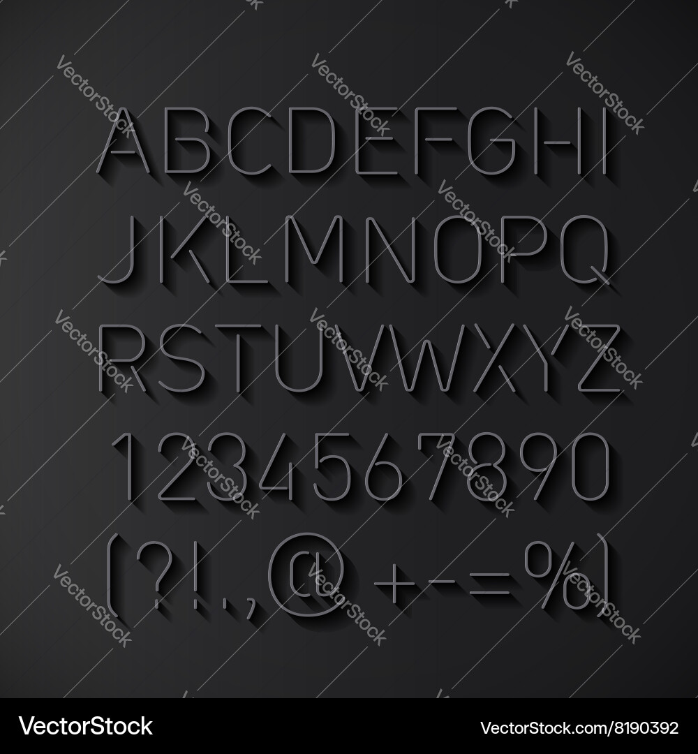 Font thin lines with shadow Vector Image