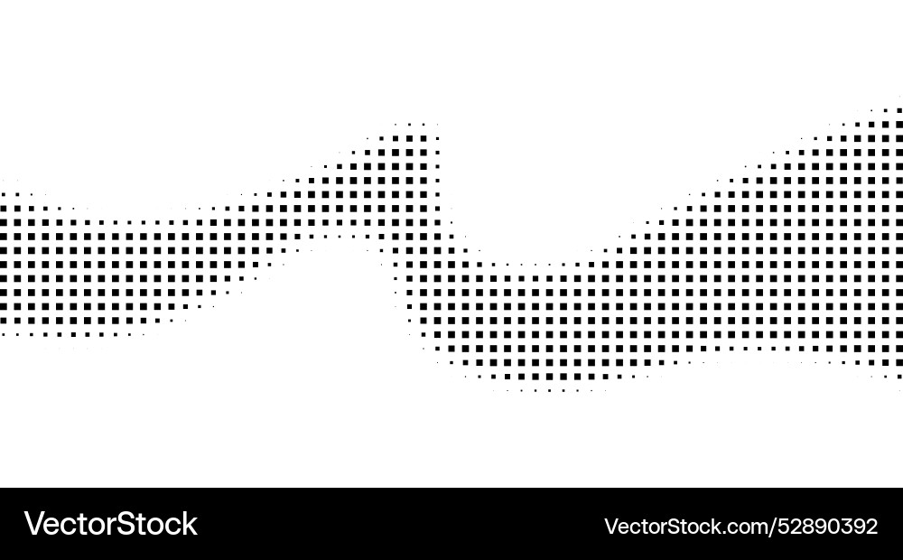 Halftone rhythm wave square dots pattern Halftone rhythm wave square dots pattern vector image