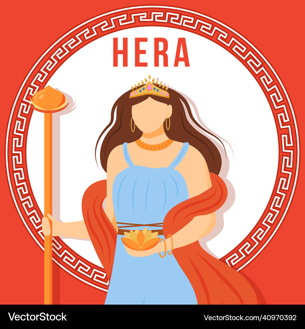 Hera red social media post mockup ancient greek Vector Image