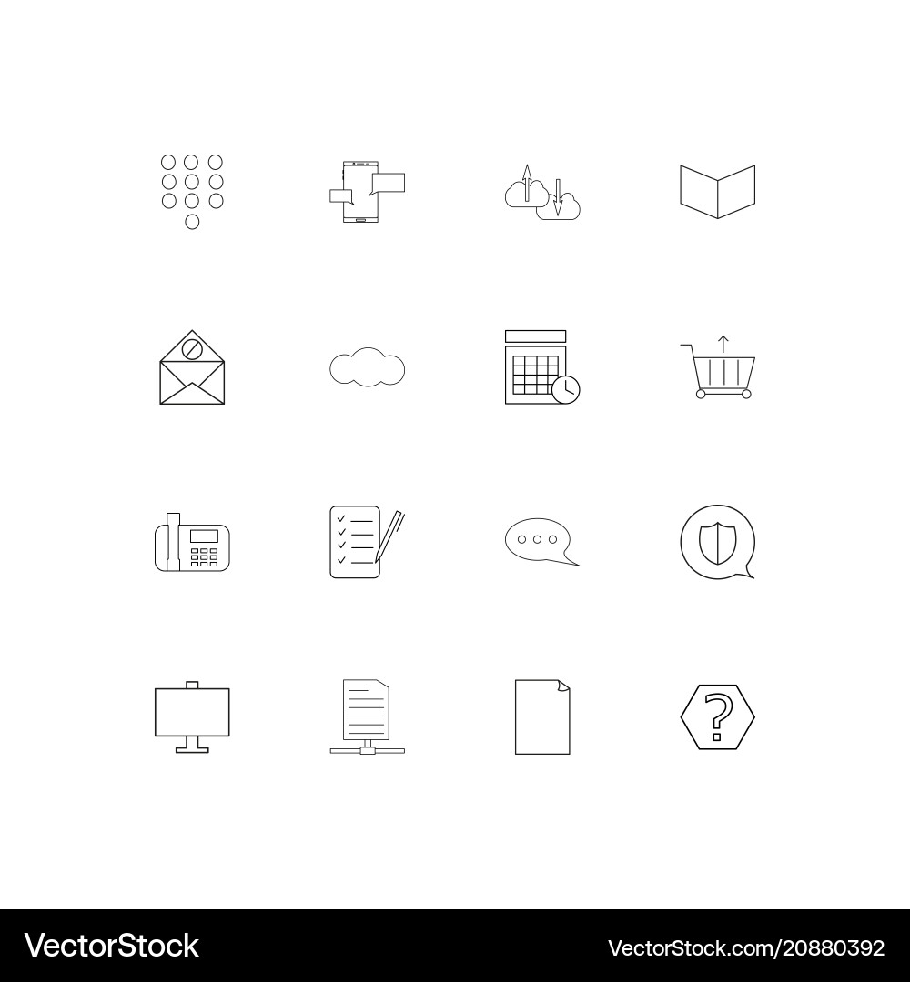 Internet technologies linear thin icons set vector image