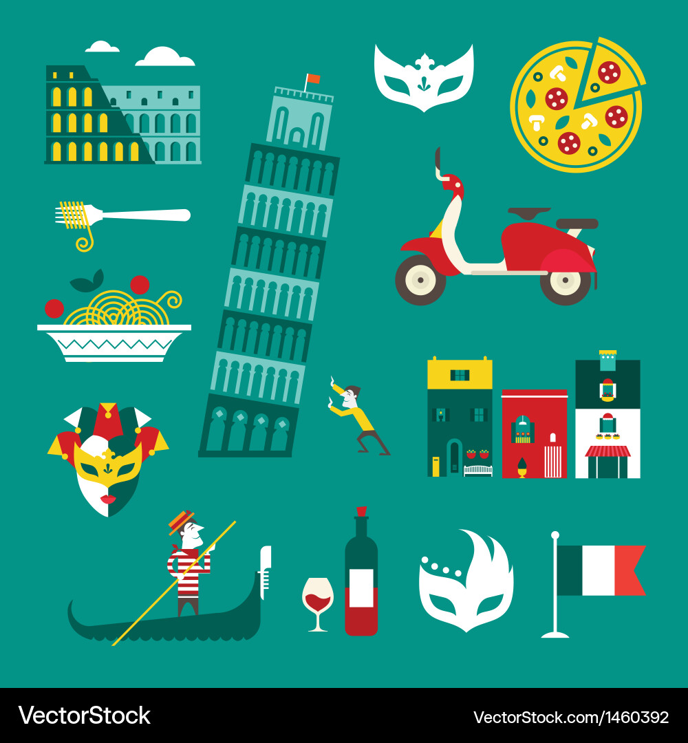 Italy Icon Set Royalty Free Vector Image - VectorStock