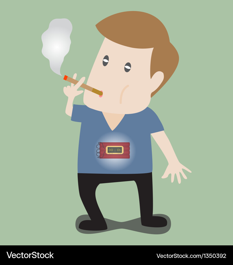 Man Smoking with Timer & Bomb vector image