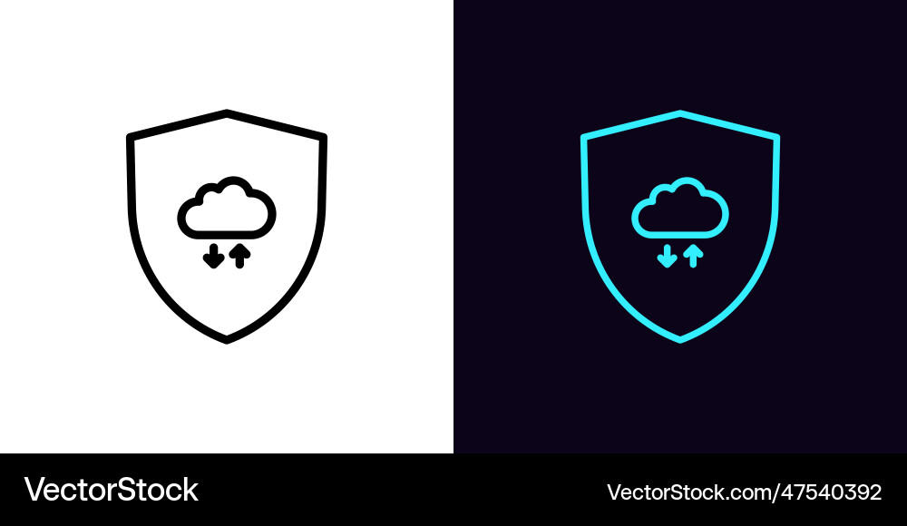 Outline shield security icon with editable stroke Outline shield security icon with editable stroke vector image