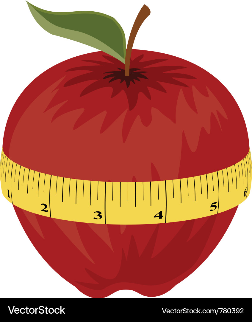 Red Apple with Measuring Tape Vector Image